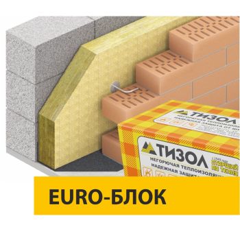Теплоизоляция "Тизол" EURO-БЛОК (50ММ) 1000*600*50мм(50кг/куб.м, 0,18м3, 6матов=3,6кв.м) *1