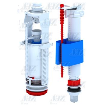 Арматура бачка (КОМПЛЕКТ) кнопка/белая, нижняя,  АНИ WС8510  *1/20