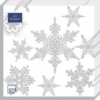Салфетки бумажные 3сл 33*33см 20шт НОВЫЙ ГОД Снегопад серебро *12