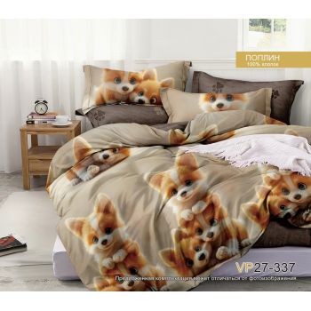 Постельное белье 1,5сп поплин на резинке Орхидея VP27-337, наволочки 70*70 - 2шт *1/4