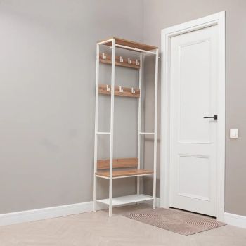 Вешалка напольная "Прихожая-Гардеробная" "Торонто 23Л" ш.0,67м,в.1,87м,гл.0,3м Дер./Бел.ВГТ23Л Б *1