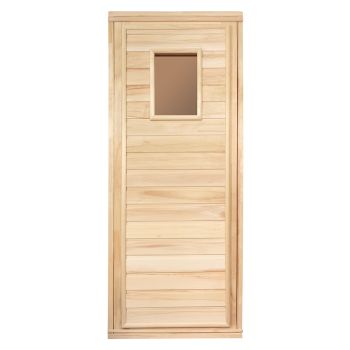 Дверь глухая со стеклом 1,7х0,7 м., липа Класс Б, 34021 "Банные штучки" *1