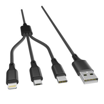 Кабель универсальный для подзарядки и синхронизации 3в1 Micro USB Type C 8 PIN СТАРТ *1/20/320