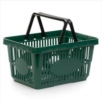 Корзина пластм. с ручками "для покупок" 425х300х225мм цвета:серый,т.зелен. М1280 *1/5