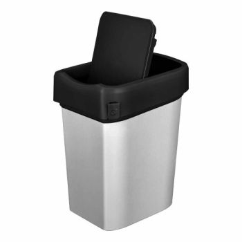 Контейнер д/мусора пластм. с откидной+"плавающей" крышкой 25л "METAL BIN"  434261313*1/4