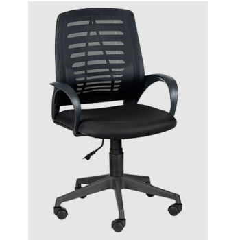 Кресло компьютерное Ирис 450x560xh910 сетка чёрная/ткань В-14 чёрная *1