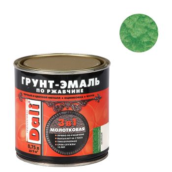 Грунт-эмаль по ржавчине зеленая с молотковым эффектом 0,75 л DALI *1/6/576