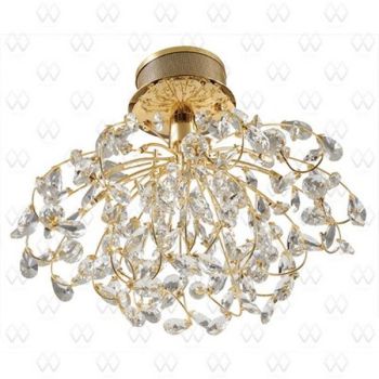 384014710  Люстра Каскад золото 10*20W GU4 220V  диам-57см, в-47см *1