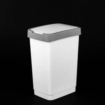 Контейнер д/мусора пластм. с откидной+"плавающей" крышкой 25л Белый М9165 ЗПИ "Альтернатива" *1/3