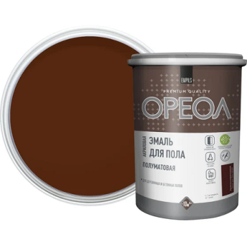 Эмаль акриловая для пола красно-коричневая полуматовая 0,9 кг Ореол *1/6/288
