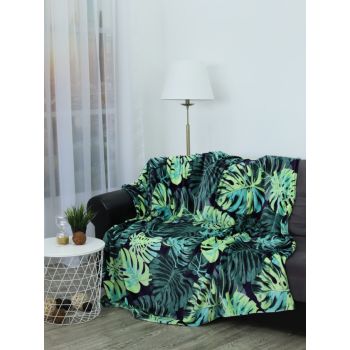 Плед 150*200см фланель Монстера зеленый TF FN F123 a1520 Absolute *1