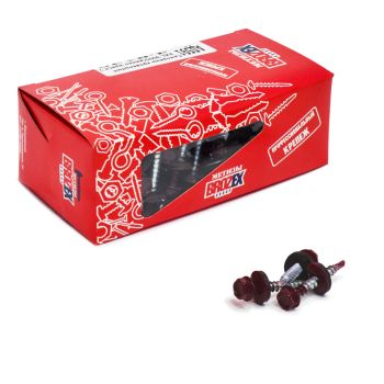 Саморезы кровельные BROZEX коробка 4,8*35 (100шт) RAL 3005 винно-красный *6