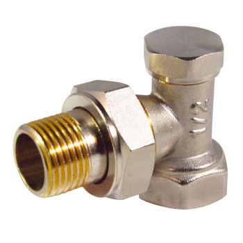 Клапан радиаторный запорный угловой 1/2"(Ø15) М/П CTM CARAVL12 *1/25