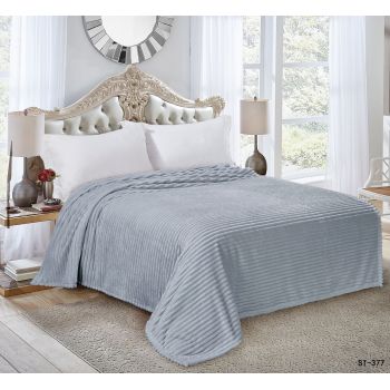 Плед 200*220см микрофибра жаккард полоска серый арт.377 NOVEL *1/8