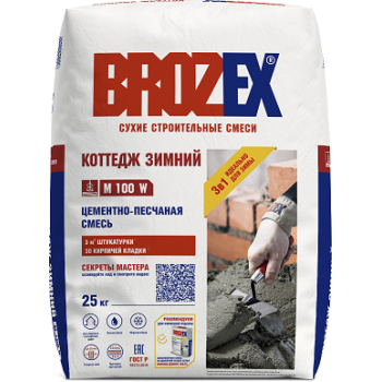 Смесь цементно-песчаная ЦПС-100 Коттедж 25 кг ЗИМА BROZEX *1/56