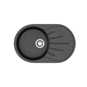 Мойка из искусственного камня овальная черная матовая AGATA 110/Q4 (730х450х215 мм)*1