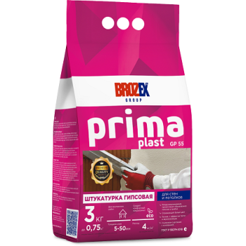 Штукатурка гипсовая GP 55 Прима Пласт  3 кг BROZEX *5/150