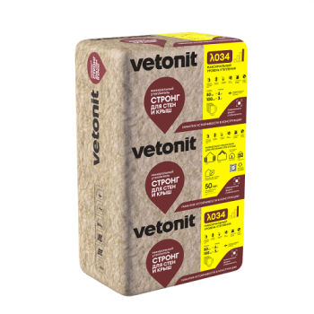 Теплоизоляция "VETONIT"  Теплые Стены Стронг 50*610*1000 (10 матов 6м2/0.305м3) Е/К *10/40