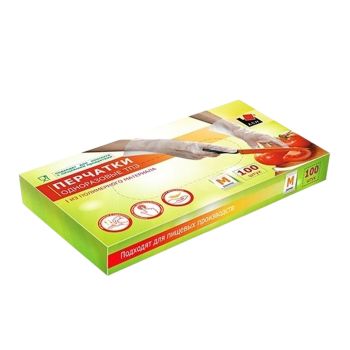 Перчатки полимерные ТПЭ (термопл.эластомер) одноразовые 100шт р-р "M" TPE001M "А.Д.М." *1/10