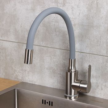 Смеситель для кухни FASHUN A54101-12 с гибким изливом (Серый) нерж. сталь *1/10