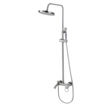 Смеситель д/ванны со стойкой для душа + ручной и тропический душ Fmark FM2407L сатин *1