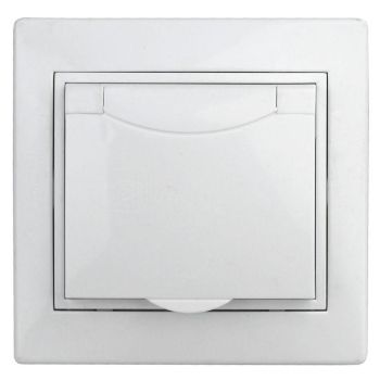 Розетка "Intro Plano" СП 1-мест. белый з/к крышка 2P+E Schuko 16А-250В IP20 *10/100