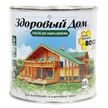 Защитно-декоративное покрытие для древесины Бесцветный 0,8 л Здоровый дом  *1/6/528