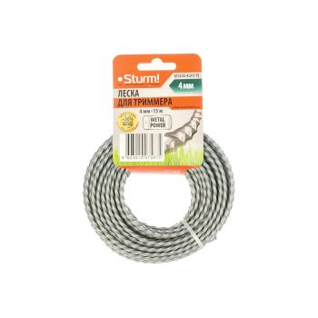 Леска 4,0мм квадрат крученый 15м серый (GТ3535-4.0-S-15) STURM *1/10/80