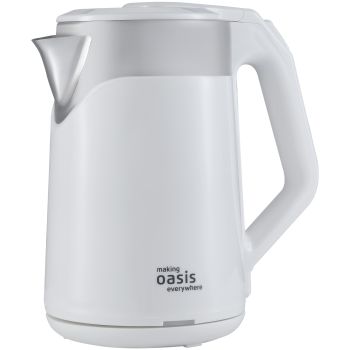 Чайник электрический нерж/пластик 2,0л 1800Вт Oasis K-21SPW белый, двойные стенки *1/12