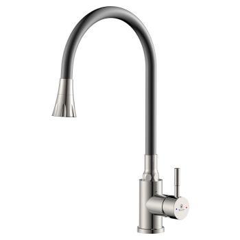 Смеситель для кухни Diadonna D46-0009S гибкий излив, серый графит *1/10