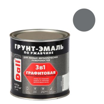 Грунт-эмаль по ржавчине серая графитовая 0,75 л DALI *1/6/576