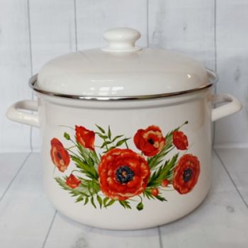 Кастрюля эмалированная 6,0л d220мм крышка с пл.р., обод нерж., с Деколью С-1618АП2/4 *1/4