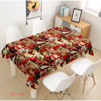 Клеёнка на тканевой основе "Версаль" "Новогодние украшения" красн.с зол. шир.1,37м SD-114A *20
