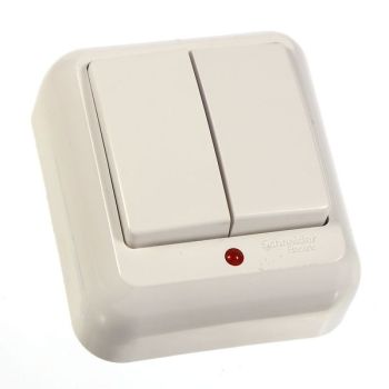 Выключатель "Прима" ОП 2кл. белый с подсветкой  А56-007  *1/129