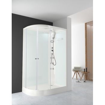 Кабина душевая120*80*218 Delight128R поддон низкий стекло матовое, б/эл, ст.белые DOMANI-Spa