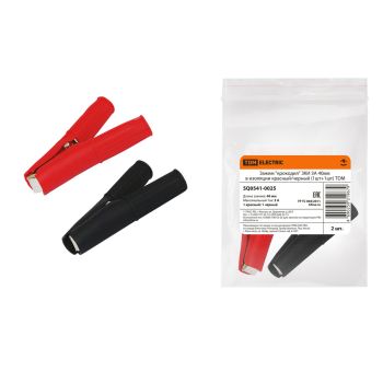 Зажим "крокодил" ЗКИ 3А 40мм в изоляции красн/черн (2шт) TDM SQ0541-0025  *1/10
