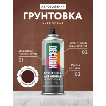 Грунтовка акриловая по ржавчине красно-коричневый   520/200 мл DECORIX (А11) *1/12