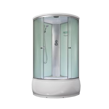 Кабина душевая 100*100*215см Y02 поддон высокий стекло прозрачное без электрики белая VERNER 4уп *