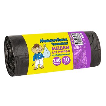 Мешки для мусора 240л*10шт толщ.30мкм Особопрочные "Мамонтёнок" MPM4609 ("МультиПласт")  *20