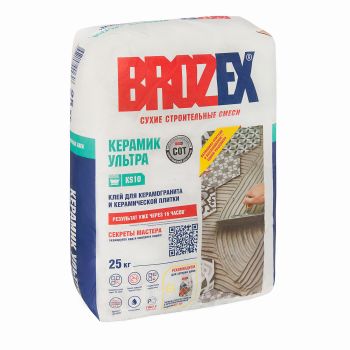 Клей для плитки KS  10 КЕРАМИК УЛЬТРА 25 кг BROZEX класс С0 Т *1/56