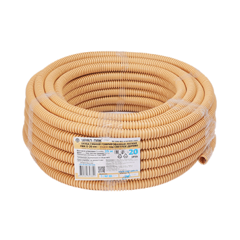 Труба ПВХ гофро с зонд. d20мм(25м) Светлое дерево *1