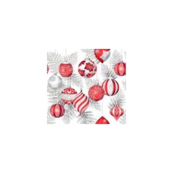 Салфетки бумажные 3сл 33*33см 20шт НОВЫЙ ГОД Красные игрушки на серебре *12