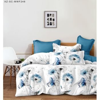 Постельное белье 1,5сп поплин на резинке Орхидея 8008, наволочки 70*70 - 2шт *1/4