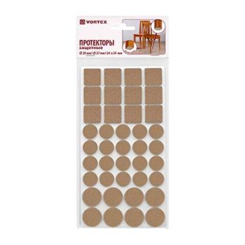 Протекторы защитные из фетра d20мм, d27мм, d24*24мм "VORTEX" бежевые 24383*1/30