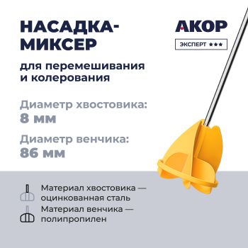 Насадка-миксер для красок  86*8*420мм цинк 30486086 Акор *1/25