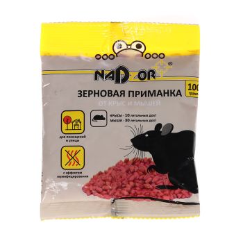 Зерновая приманка от мышей и крыс 100г Nadzor (NASA367) *10/50