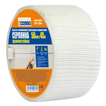 Сетка стр. армирующая "серпянка" самоклеящ. 0,05м х 45м "4WALLS" SMF 103Т (А.Д.М.) *1/54 ИП781