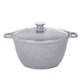 Кастрюля алюм. литая а/приг. Kukmara "Мраморная" светлый 3,0л Стекл.кр. кмс32а (Кукмор) *1/3