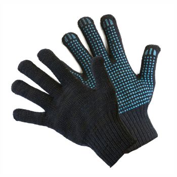 Перчатки ХБ с ПВХ точ 7,5 кл (6 нитей) 60гр черные DGС013K (А.Д.М.) *10/200