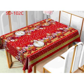 Клеёнка на тканевой основе "Версаль" "Новогодний стол" красная с зол. шир.1,37м SD-102С *20